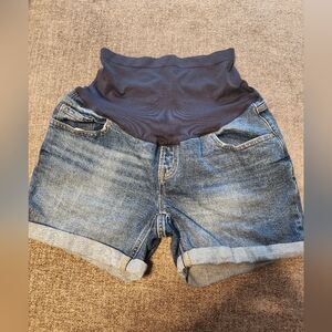 EUC Maternity Front Full Panel Jean Shorts, Size 12